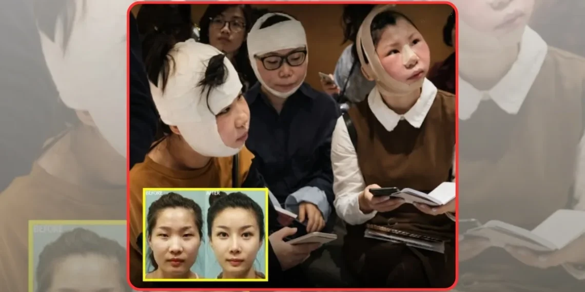 A group of Chinese women whose faces were changed due to plastic surgery were stranded at the airport