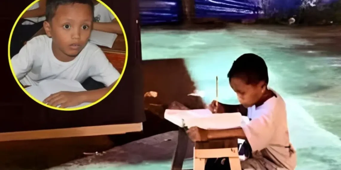 Precious gift received by 9-year-old children who studied under a street lamppost